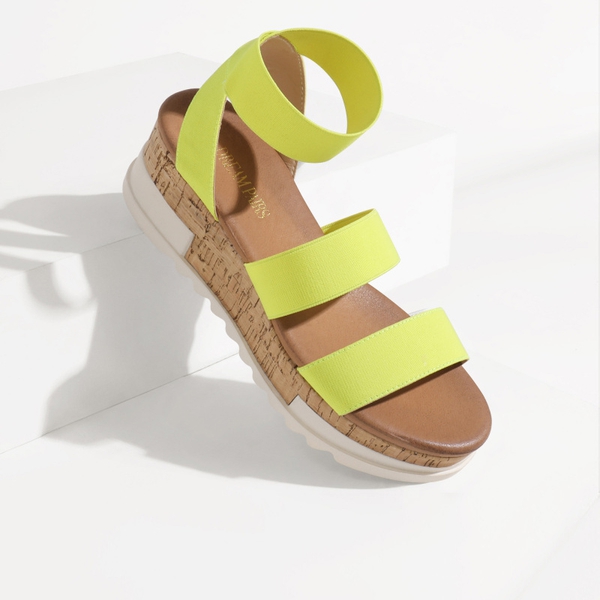 Platform Ankle Strap Sandals - NEON LIME - 2
